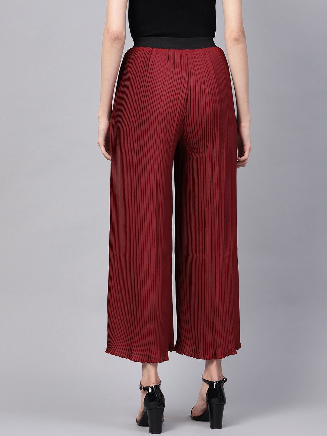 Women's Maroon Pleated Pants