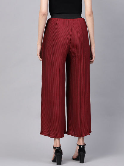 Women's Maroon Pleated Pants