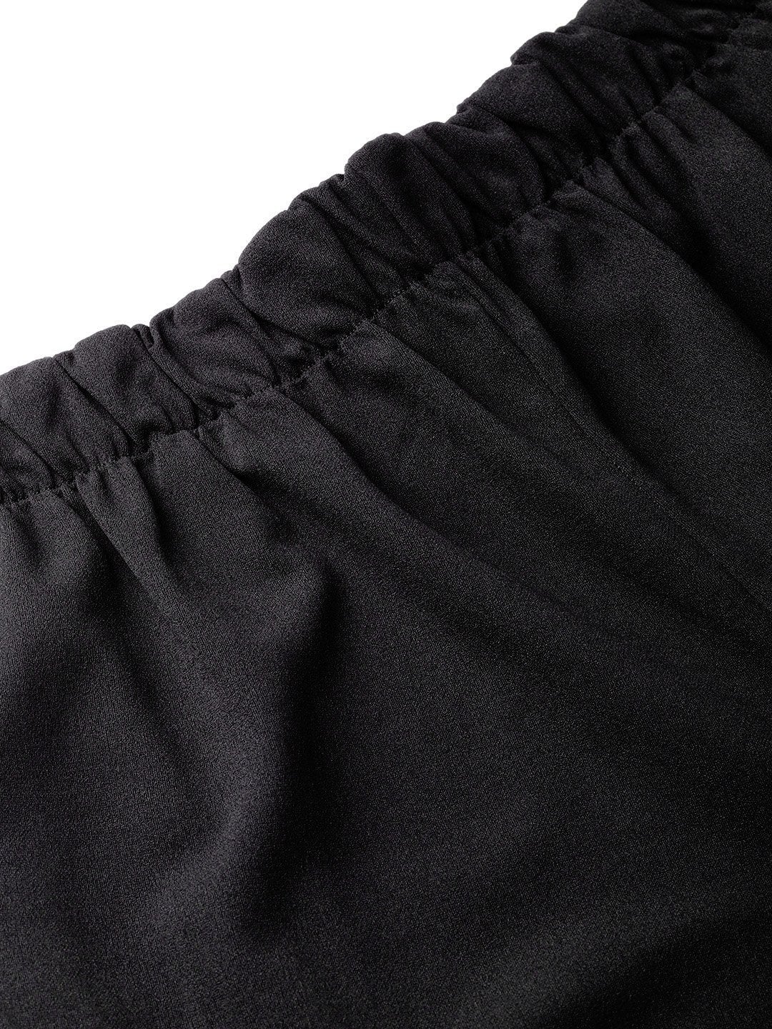 Women's Black Inlay Pocket Palazzo Pants