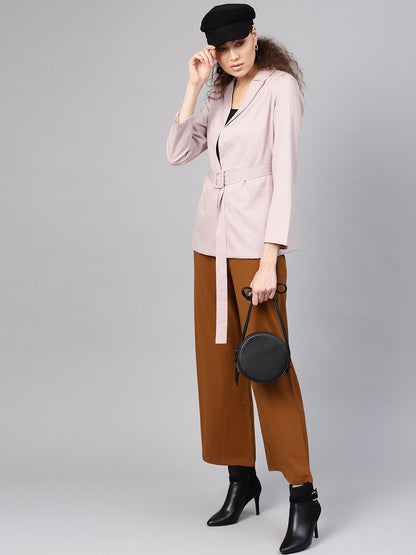 Women's Brown Inlay Pocket Palazzo Pants
