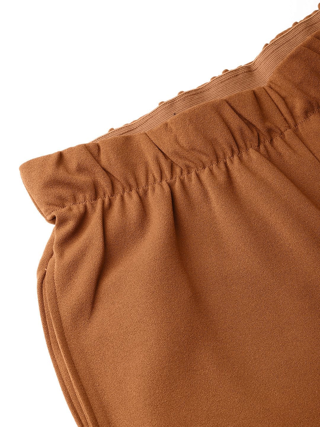 Women's Brown Inlay Pocket Palazzo Pants