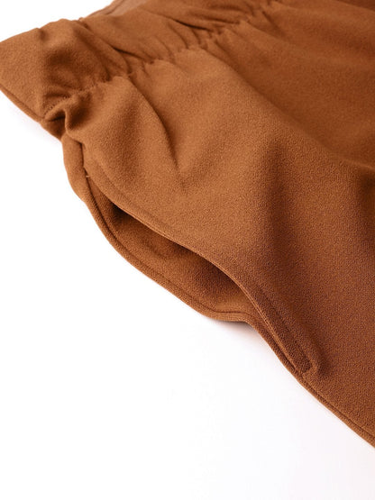 Women's Brown Inlay Pocket Palazzo Pants