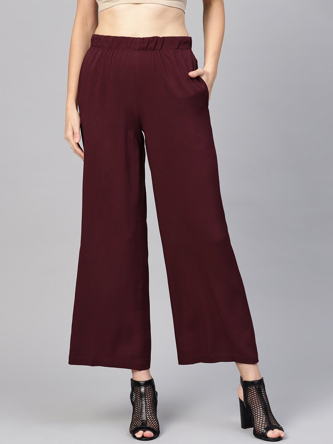 Women's Burgundy Palazzo Pants