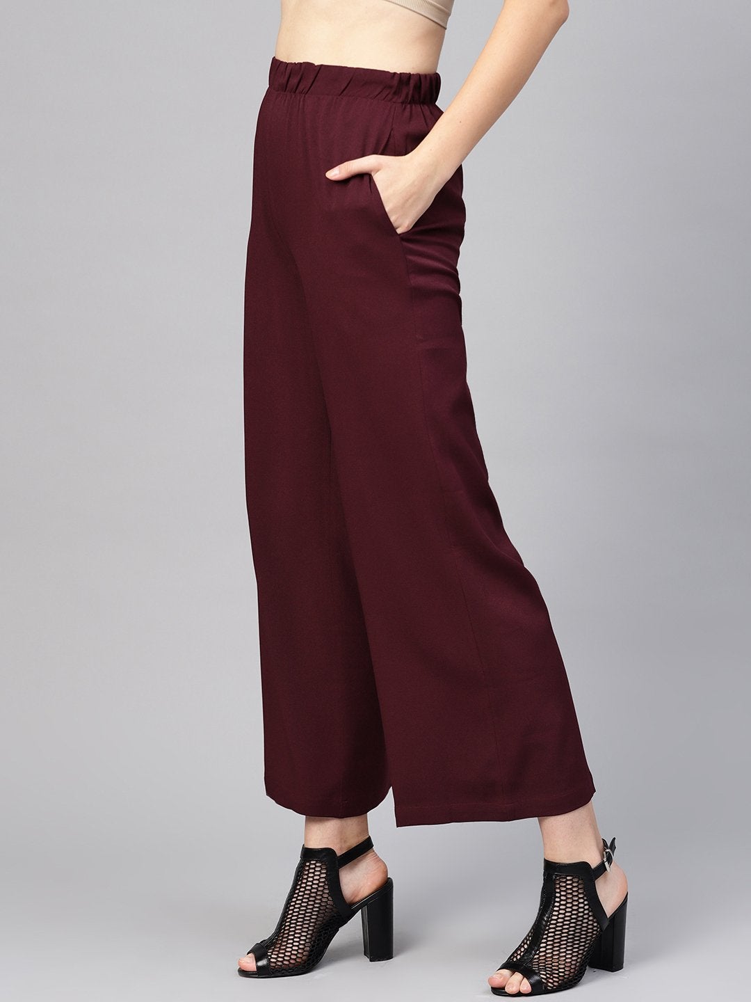 Women's Burgundy Palazzo Pants
