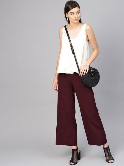 Women's Burgundy Palazzo Pants