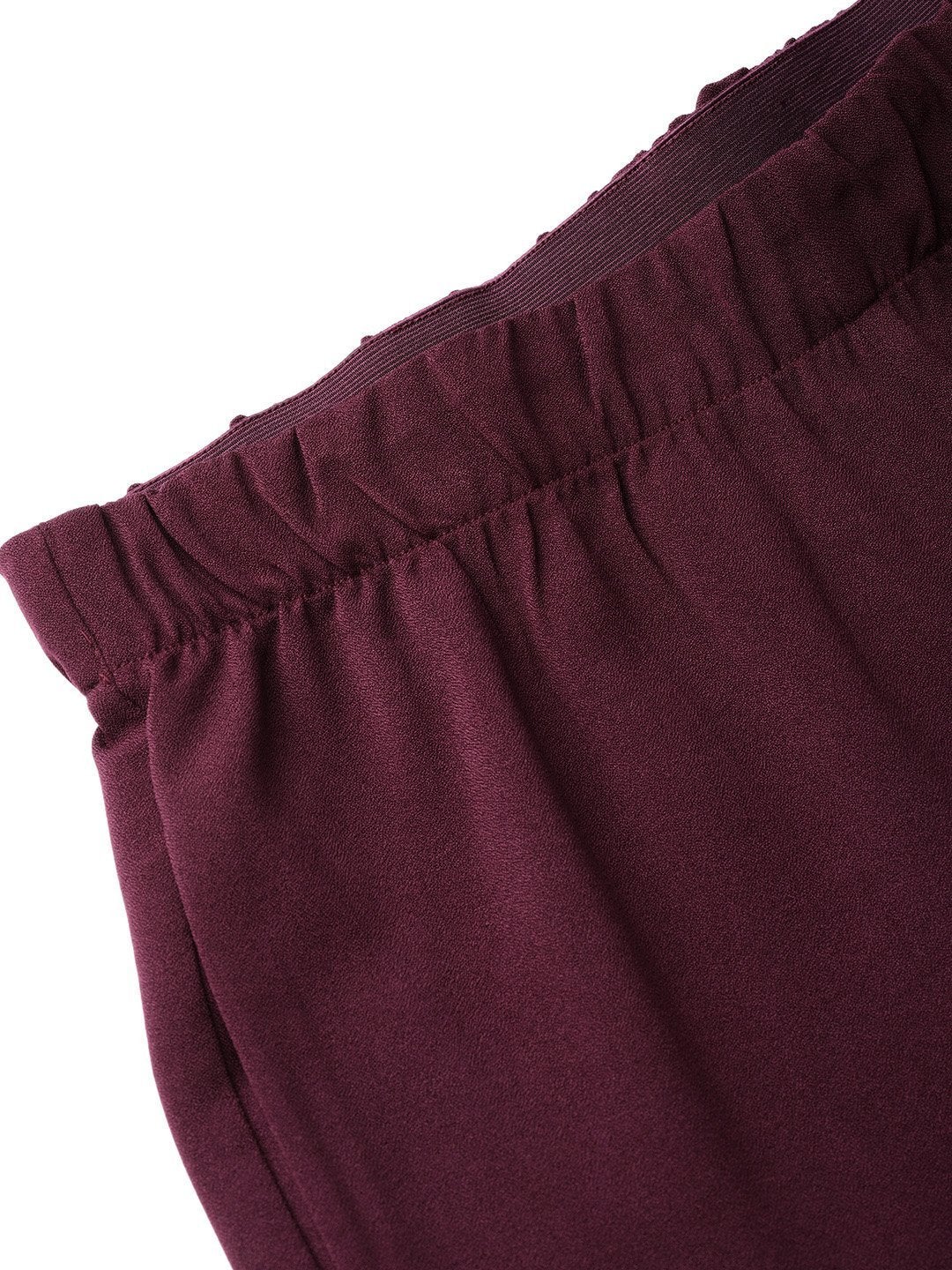 Women's Burgundy Palazzo Pants
