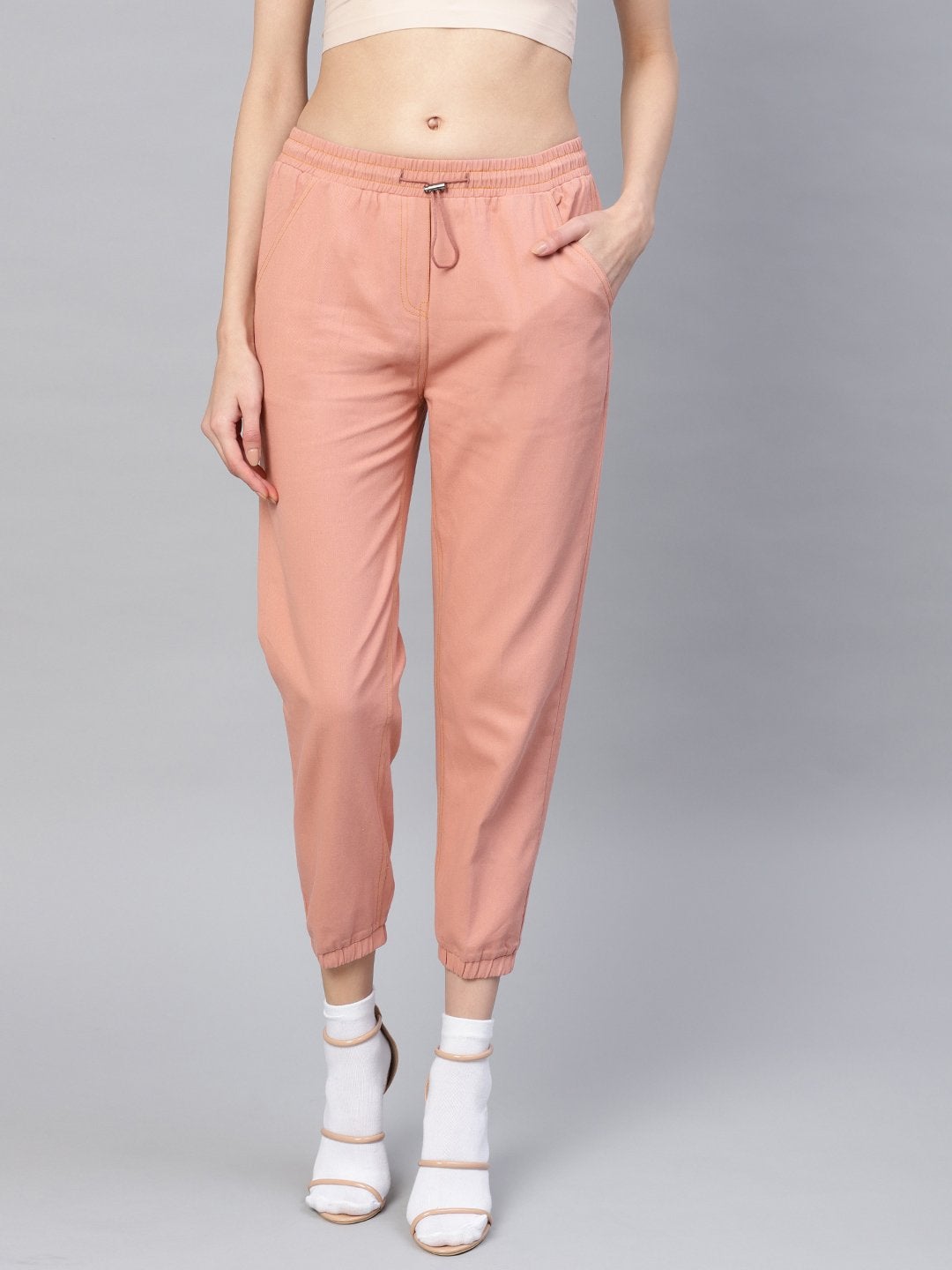 Women's Pink Denim Joggers
