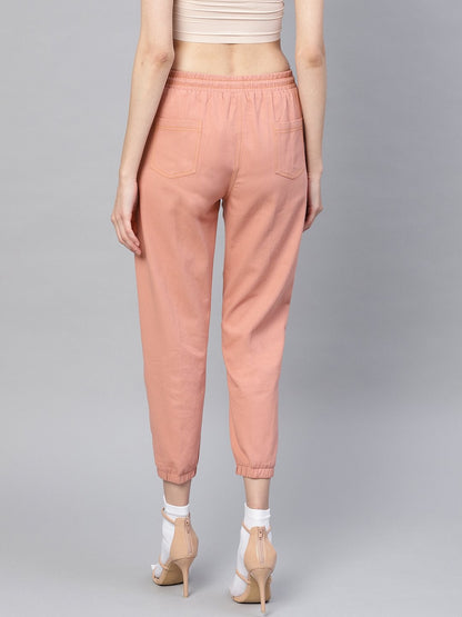 Women's Pink Denim Joggers