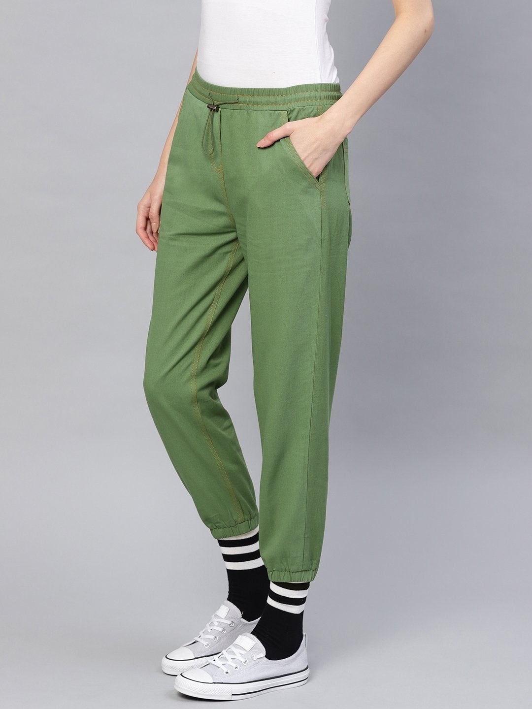 Women's Olive Denim Joggers