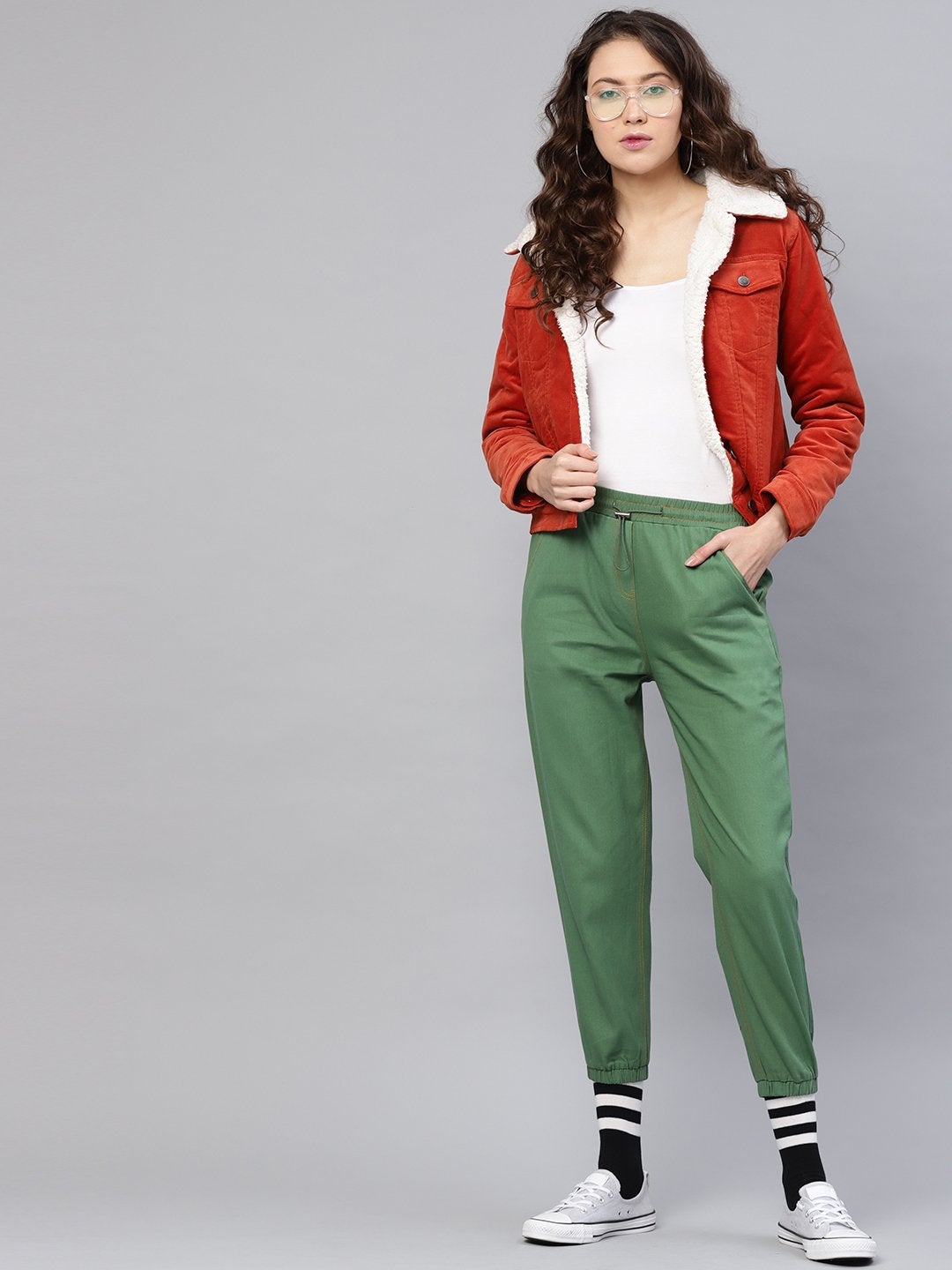 Women's Olive Denim Joggers