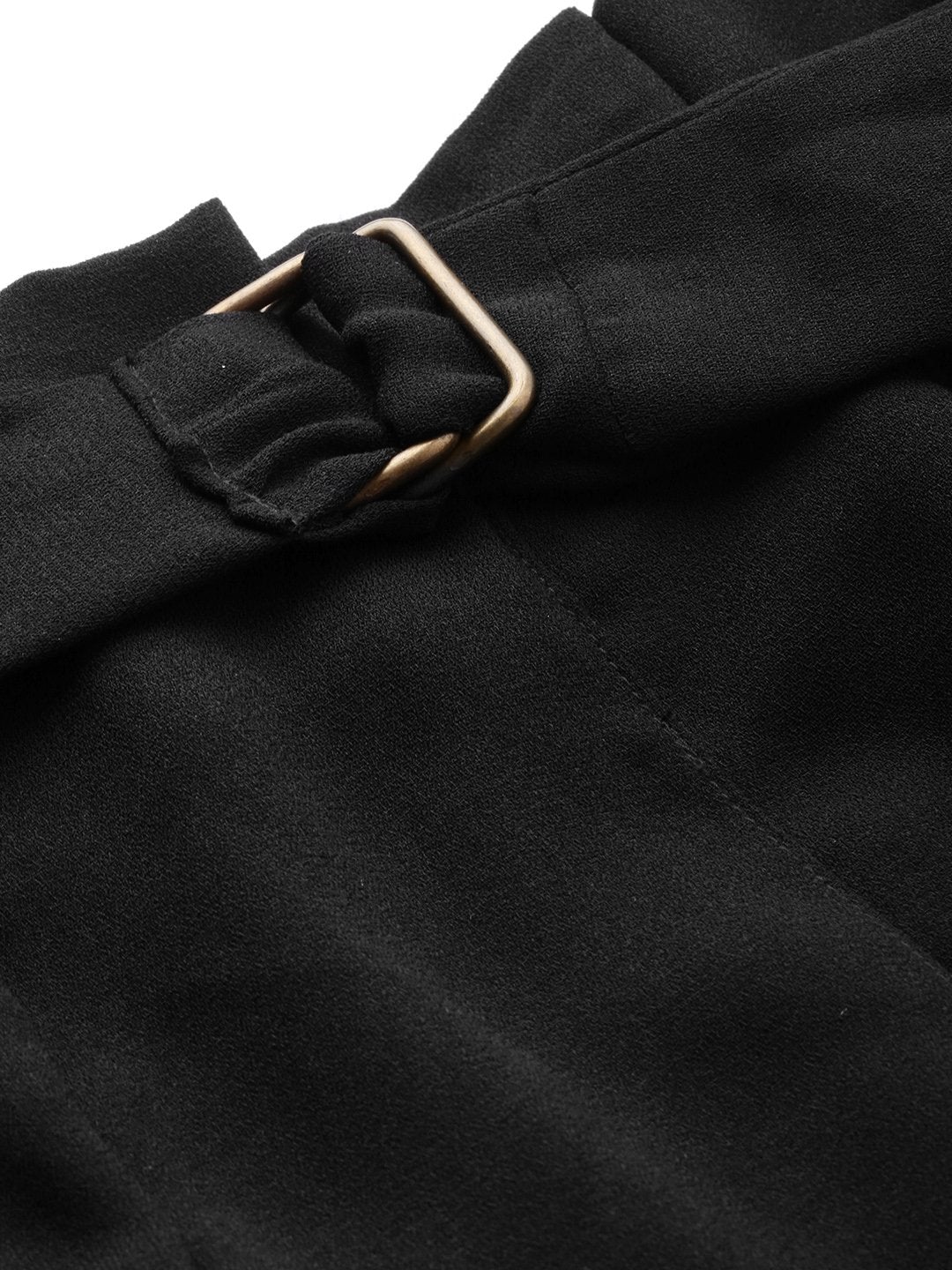 Women's Black Paper Bag Waist Culottes
