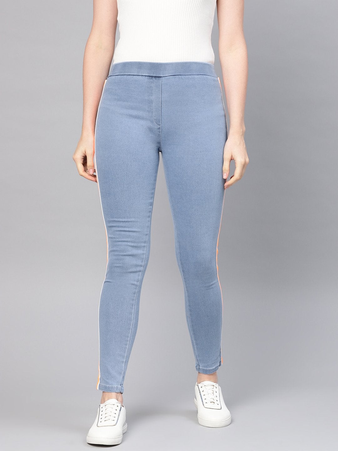 Women's Blue Neon Side Tape Jeans