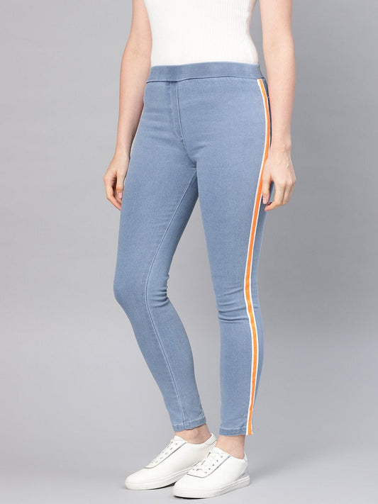 Women's Blue Neon Side Tape Jeans