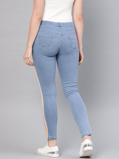 Women's Blue Neon Side Tape Jeans