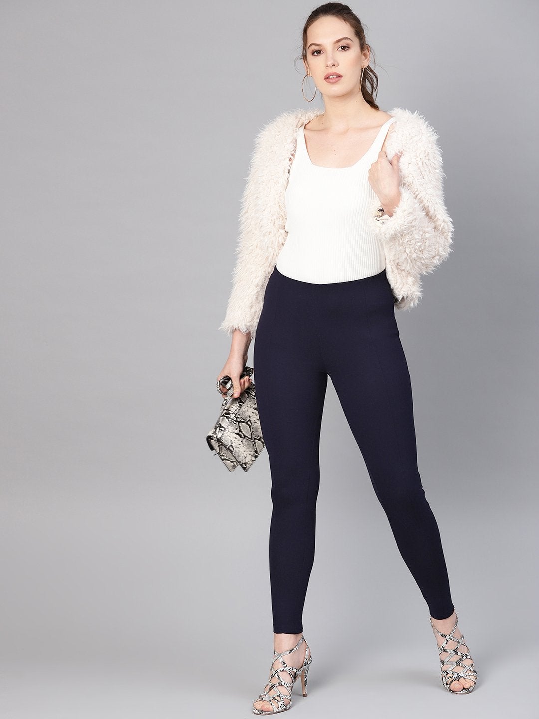 Women's Navy Pintuck Jegging