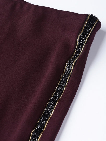 Women's Burgundy Blingy Side Tape Jegging