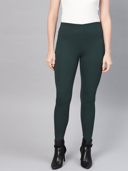 Women's Emerald Green Blingy Side Tape Jegging