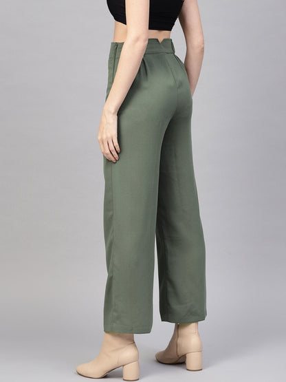 Women's Olive Side Zipper Pant