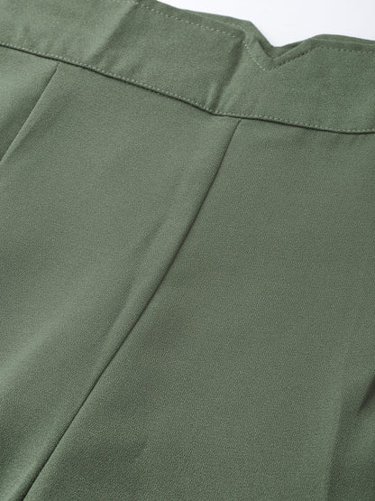 Women's Olive Side Zipper Pant