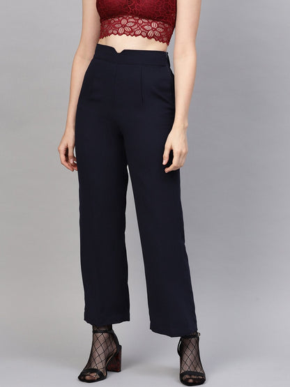 Women's Navy Side Zipper Pant