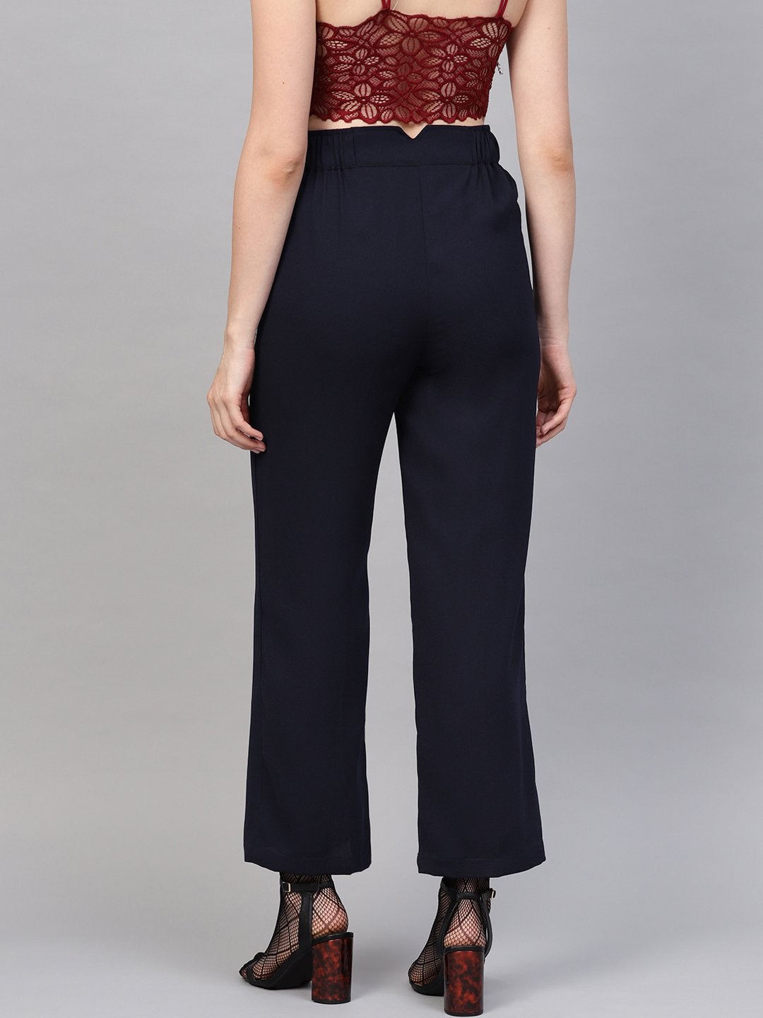Women's Navy Side Zipper Pant