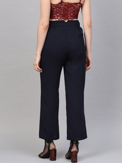 Women's Navy Side Zipper Pant
