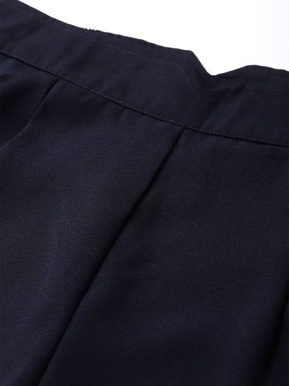Women's Navy Side Zipper Pant