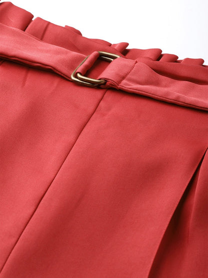 Women's Pink Paper Bag Palazzo Pants