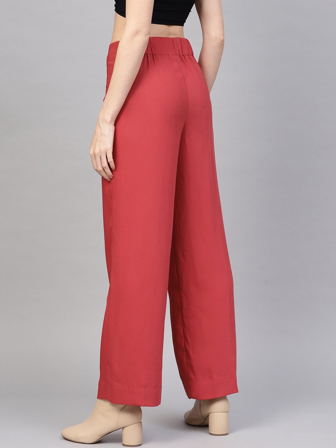 Women's Pink Front Button Palazzo Pants