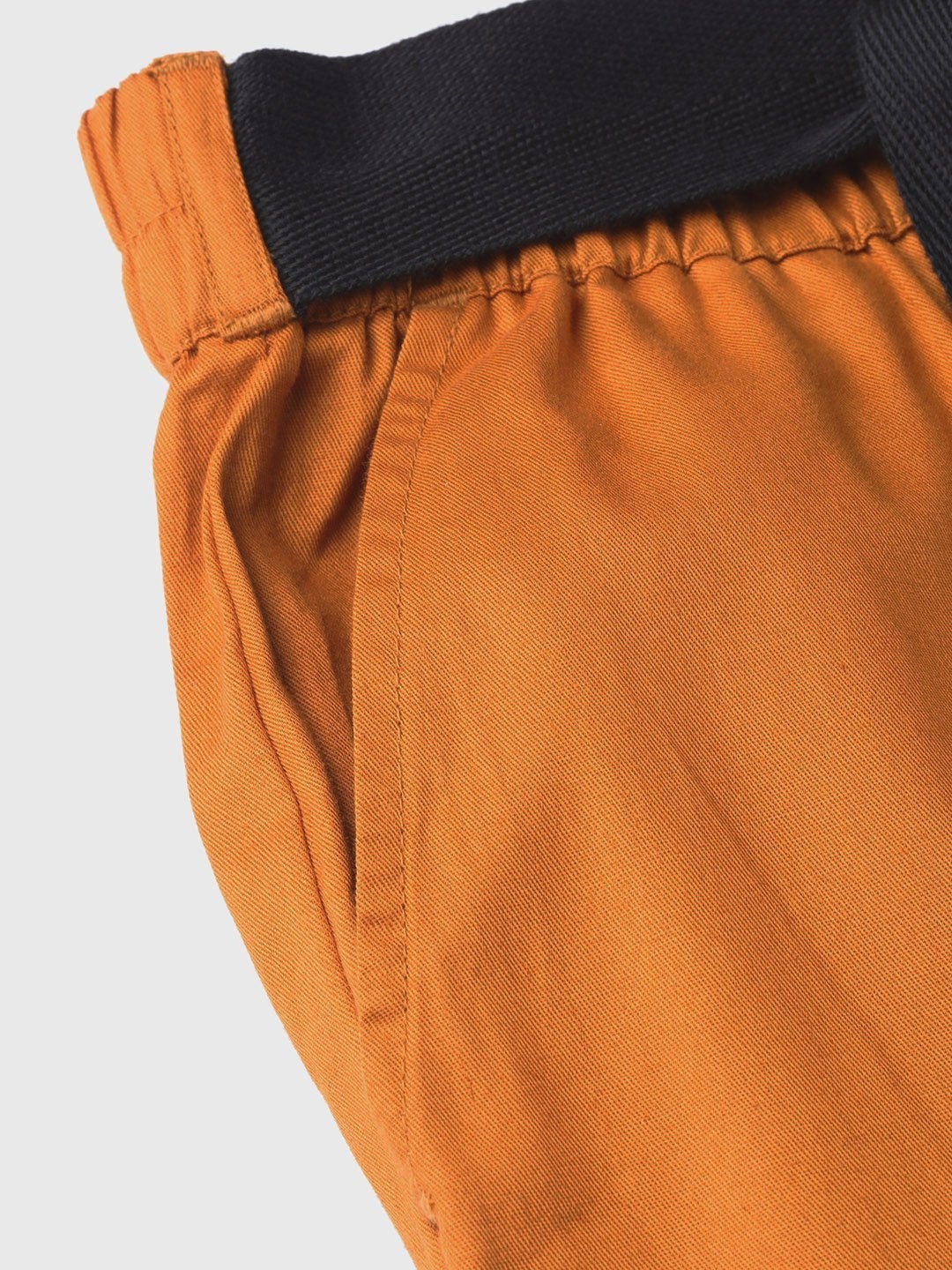 Women's Orange Tapered Belted Pants