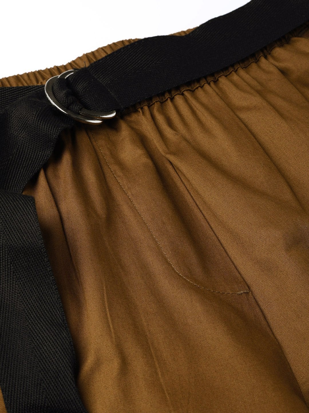 Women's Brown Tapered Belted Pants