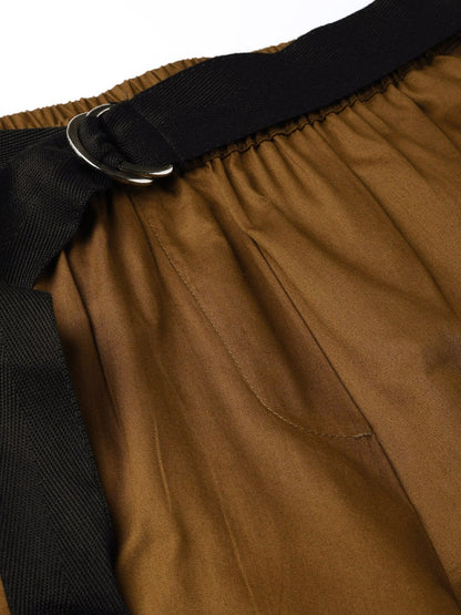 Women's Brown Tapered Belted Pants