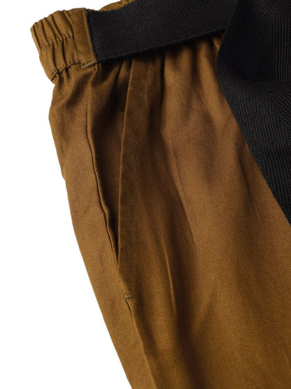 Women's Brown Tapered Belted Pants