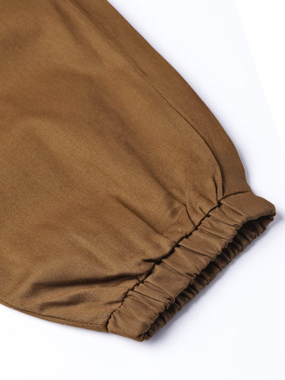 Women's Brown Jogger Belted Pants