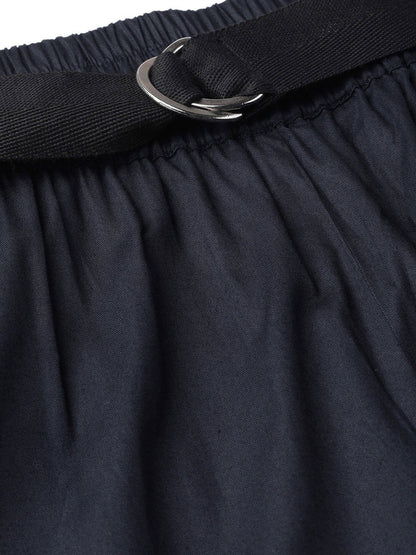Women's Navy Jogger Belted Pants