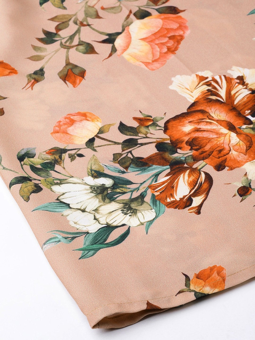 Women's Peach Floral Flared Palazzos