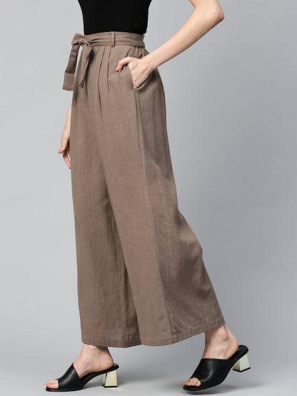 Women's Chocolate Brown Pleated Palazzo