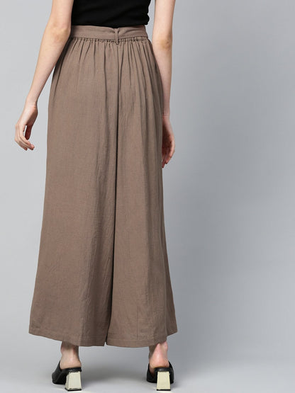 Women's Chocolate Brown Pleated Palazzo