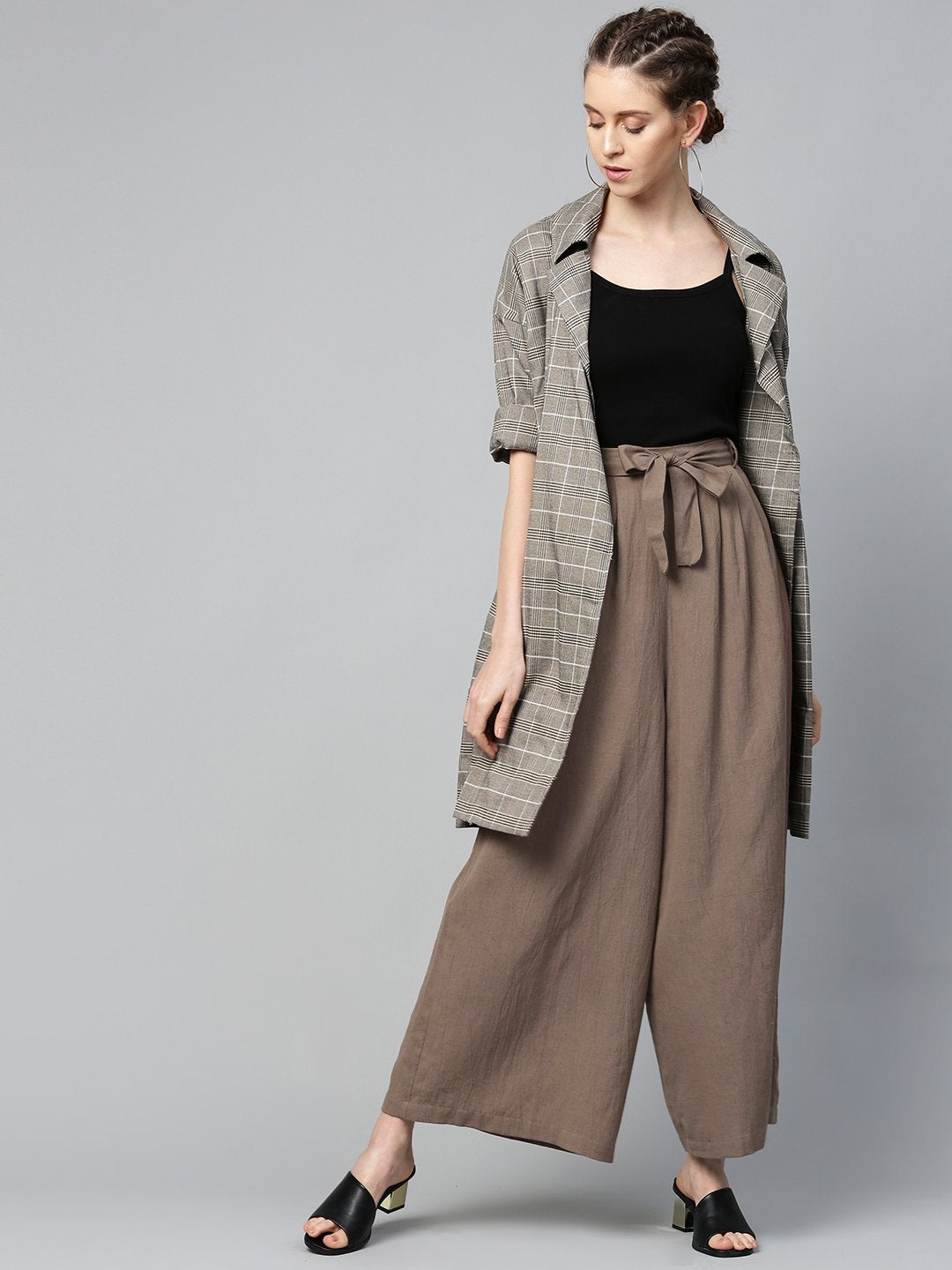 Women's Chocolate Brown Pleated Palazzo