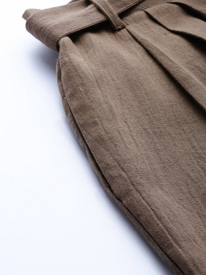 Women's Chocolate Brown Pleated Palazzo