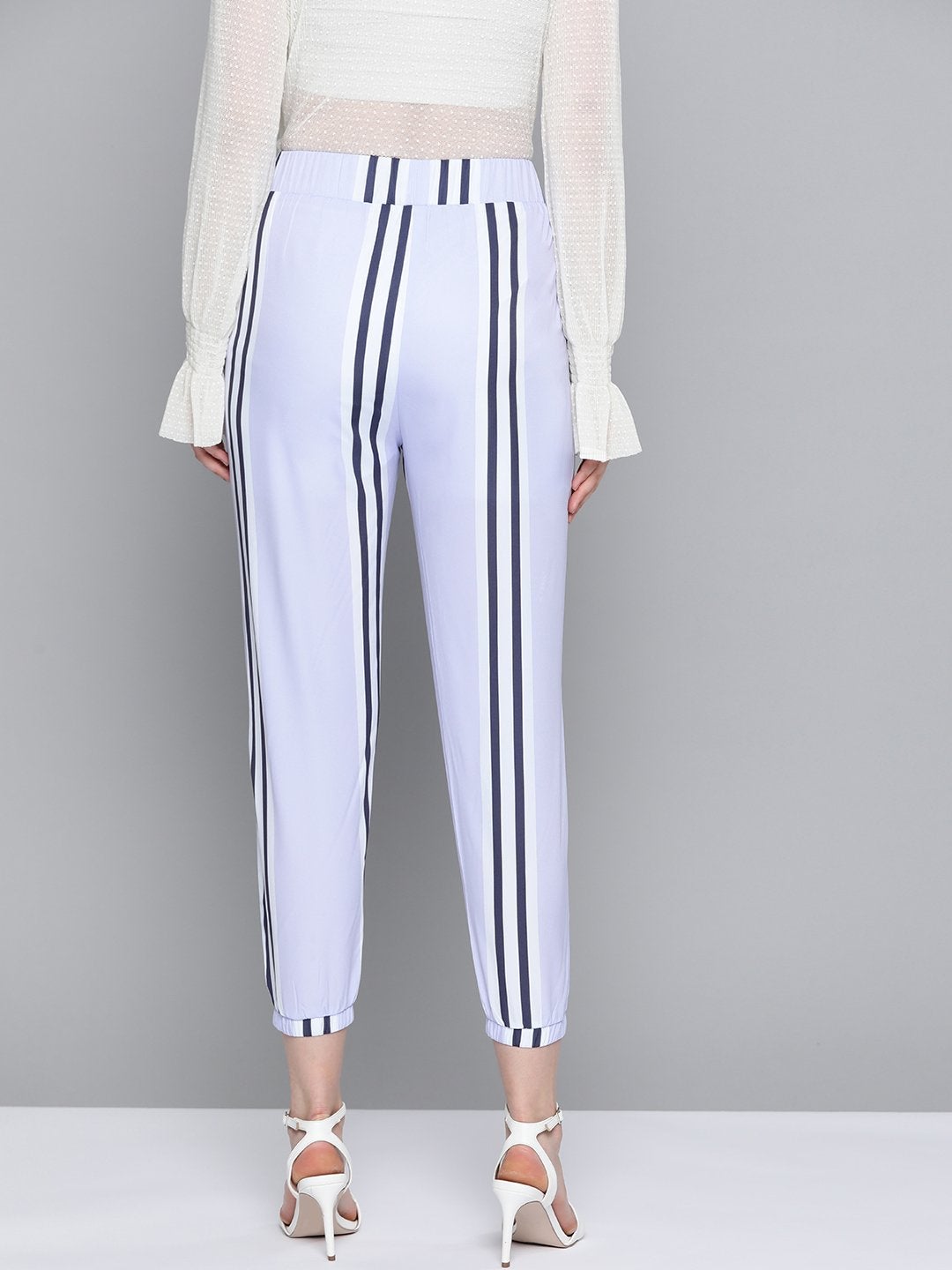 Women's Lavender Stripe Belted Jogger
