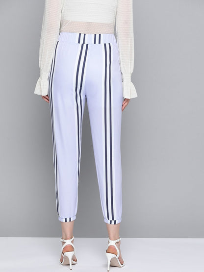 Women's Lavender Stripe Belted Jogger