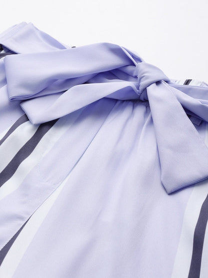 Women's Lavender Stripe Belted Jogger