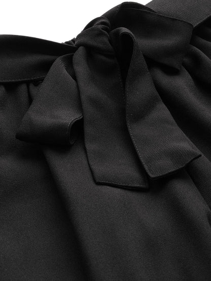 Women's Black Side Tape Detail Tapered Pants