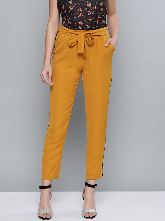 Women's Mustard Side Tape Detail Tapered Pants