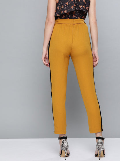 Women's Mustard Side Tape Detail Tapered Pants