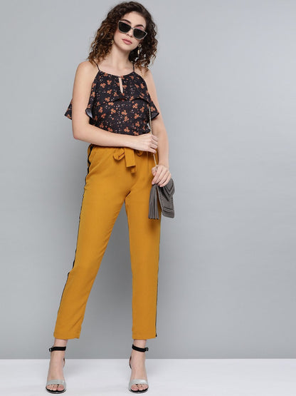 Women's Mustard Side Tape Detail Tapered Pants