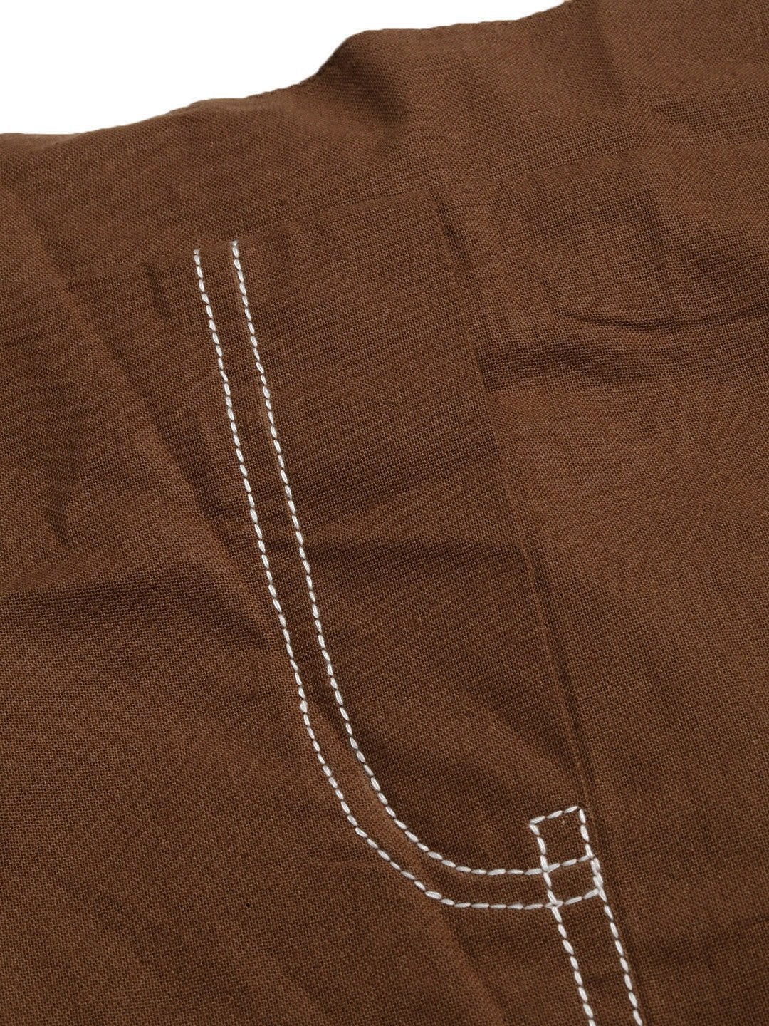 Women's Brown Contrast Seam Roll Up Bottom Pants