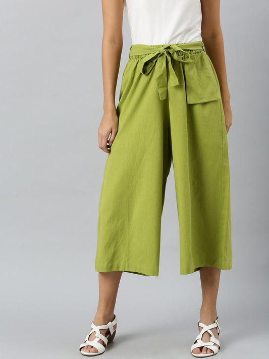 Women's Mint Green Pocket Bag Flare Pant