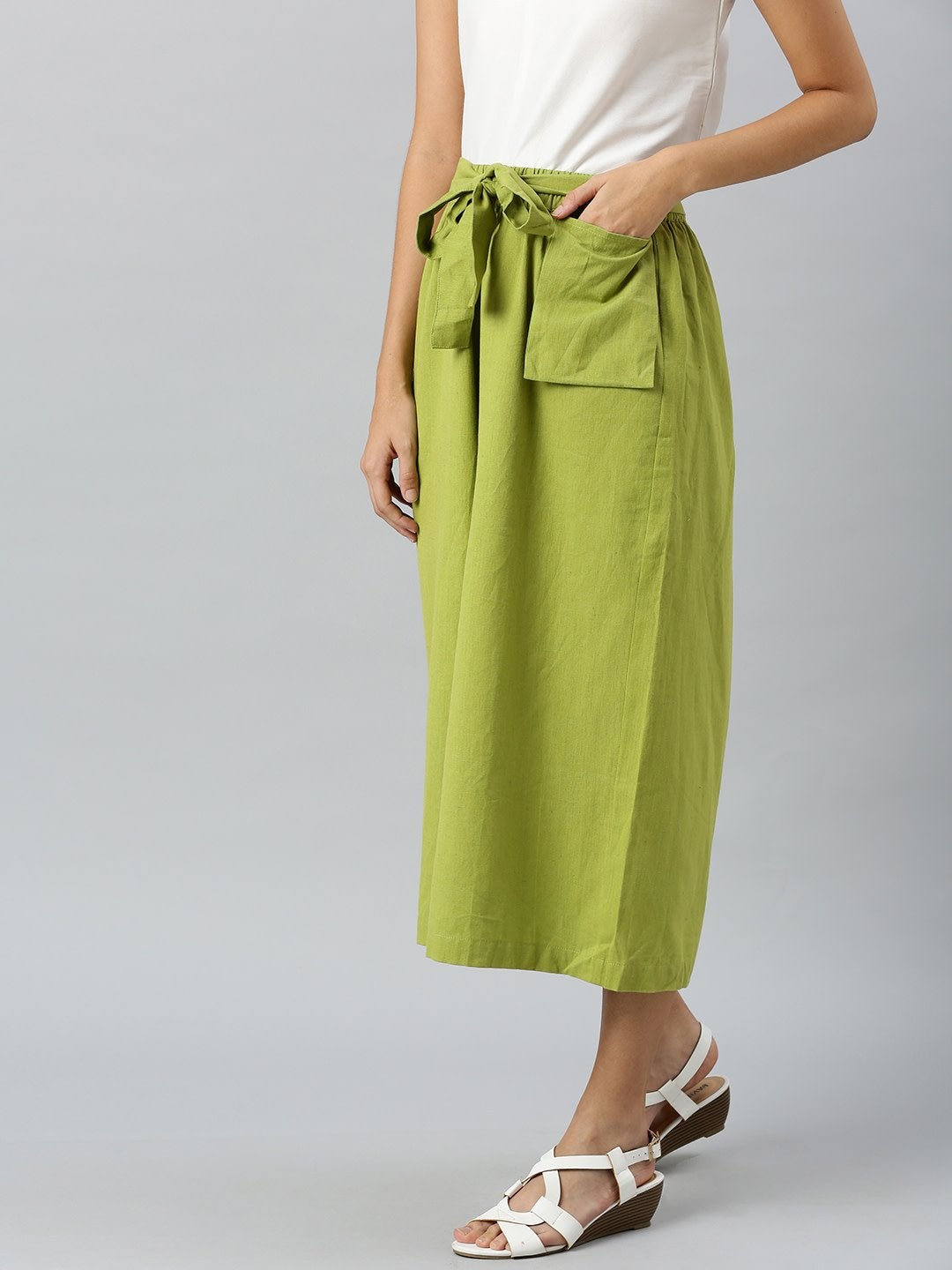 Women's Mint Green Pocket Bag Flare Pant